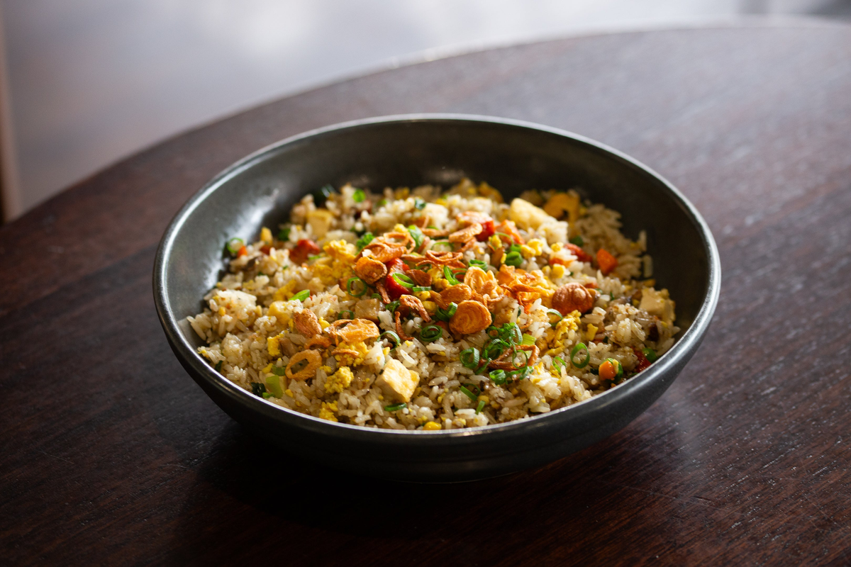 bowl of plant based special fried rice